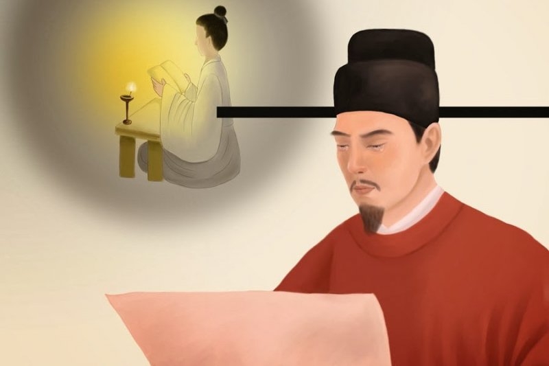 Khấu Chuẩn không ngừng khóc khi xem bức tranh của mẹ để lại. (Ảnh từ secretchina.com)